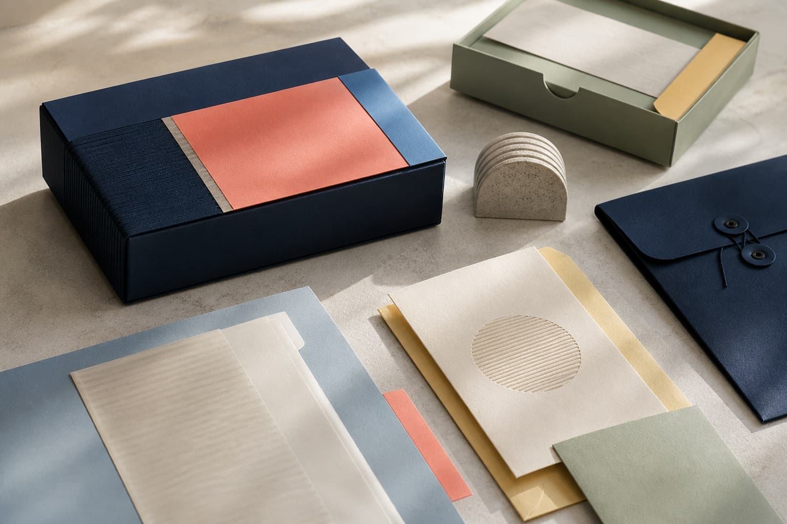 A premium account-based marketing package with printed cards, maps and tactile campaign objects
